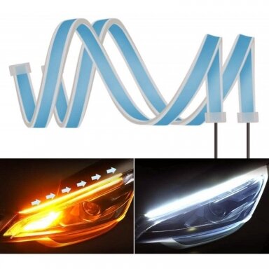 Led lanksti universali 12v 2*45cm DRL juosta su posūkio funkcija balta /geltona Led lanksti universali 12v 2*45cm DRL juosta su posūkio funkcija balta /geltona