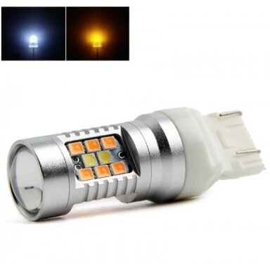 LED W21/5W / T20 / 7443/ 7444 - 6w 28 smd LED keturių kontaktų amerikietiškų automobilių posūkio gabarito/DRL lemputė LED W21/5W / T20 / 7443/ 7444 - 6w 28 smd LED keturių kontaktų amerikietiškų automobilių posūkio gabarito/DRL lemputė