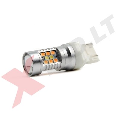 LED W21/5W / T20 / 7443/ 7444 - 6w 28 smd LED keturių kontaktų amerikietiškų automobilių posūkio gabarito/DRL lemputė LED W21/5W / T20 / 7443/ 7444 - 6w 28 smd LED keturių kontaktų amerikietiškų automobilių posūkio gabarito/DRL lemputė