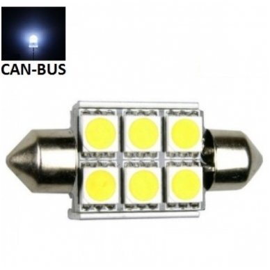 Led CAN BUS lemputė F10 / C5W 36mm - 6 LED Led CAN BUS lemputė F10 / C5W 36mm - 6 LED