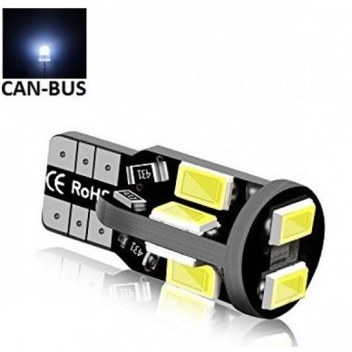LED CAN BUS lemputė T10 / W5W - 10 LED balta