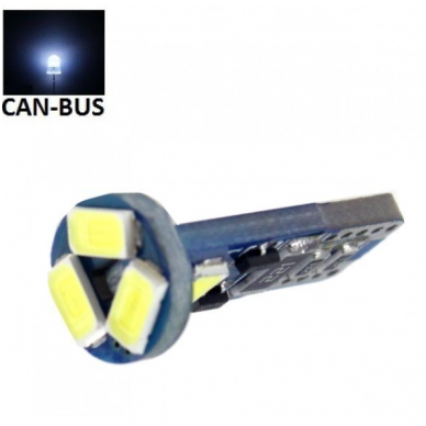 Balta LED CAN BUS lemputė T10 / W5W - 5 LED Balta LED CAN BUS lemputė T10 / W5W - 5 LED
