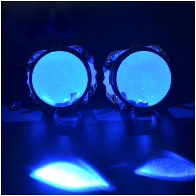 LED Devil Eyes mėlynos tuning linzių lemputės 1