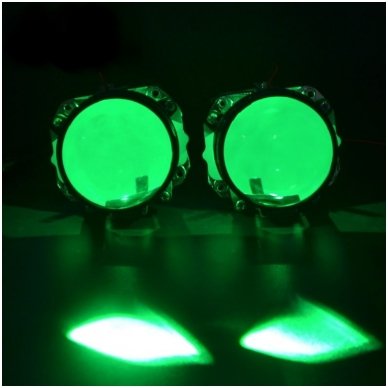 LED Devil Eyes žalios tuning linzių lemputės 3