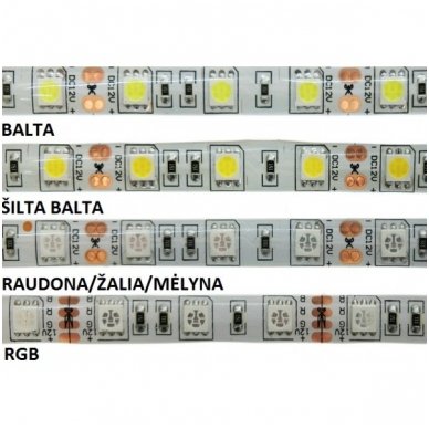 LED juosta balta 12V 14.4W/m LED5050 SMD hermetiška 2