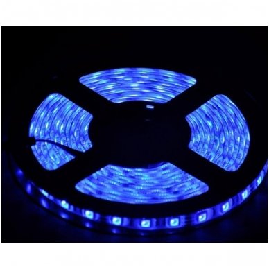 LED juosta mėlyna 12V 4.8W/m LED3528 SMD hermetiška 1 LED juosta mėlyna 12V 4.8W/m LED3528 SMD hermetiška 1