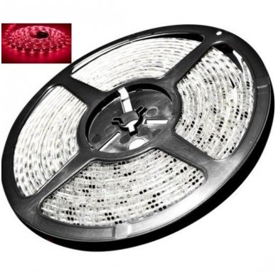 LED juosta raudona 12V 14.4W/m LED5050 SMD hermetiška LED juosta raudona 12V 14.4W/m LED5050 SMD hermetiška