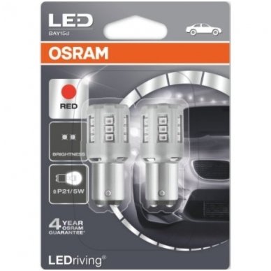 Led lemputės P21/5W OSRAM RED STANDARD 12V 3W, 1457R-02B, 4052899358058