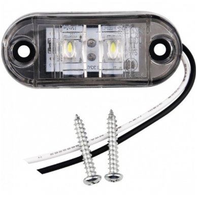 LED šoninis gabaritinis žibintas 12-24V automobiliui, sunkvežimiui, priekabai baltas 00SM1 E11 0212 DOT SAEP2P307