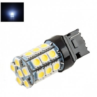 LED W21W / T20 / 7440 - 3w 27 smd balta led dviejų kontaktų automobilinė lemputė LED W21W / T20 / 7440 - 3w 27 smd balta led dviejų kontaktų automobilinė lemputė