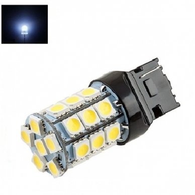 LED W21W / T20 / 7440 - 3w 27 smd balta led dviejų kontaktų automobilinė lemputė
