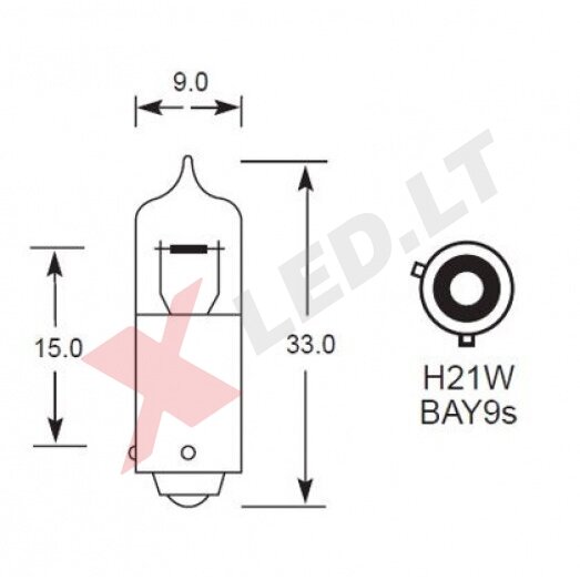 LED lemputė BAY9s | H21W | HY21W - 5W, 5 CREE LED su lęšiu geltona 1 LED lemputė BAY9s | H21W | HY21W - 5W, 5 CREE LED su lęšiu geltona 1