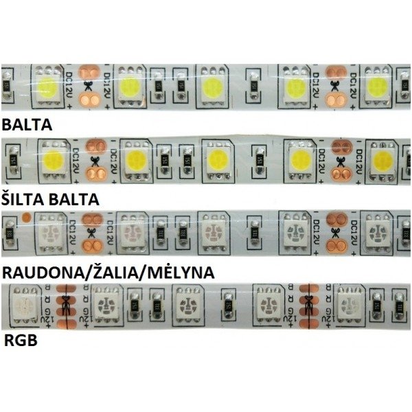 LED juosta žalia 12V 14.4W/m LED5050 SMD hermetiška 2