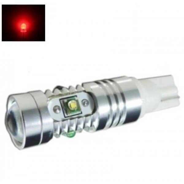 Led lemputė T10 / T15, W16W - 5W, 5 CREE LED su lęšiu raudona rūko Led lemputė T10 / T15, W16W - 5W, 5 CREE LED su lęšiu raudona rūko