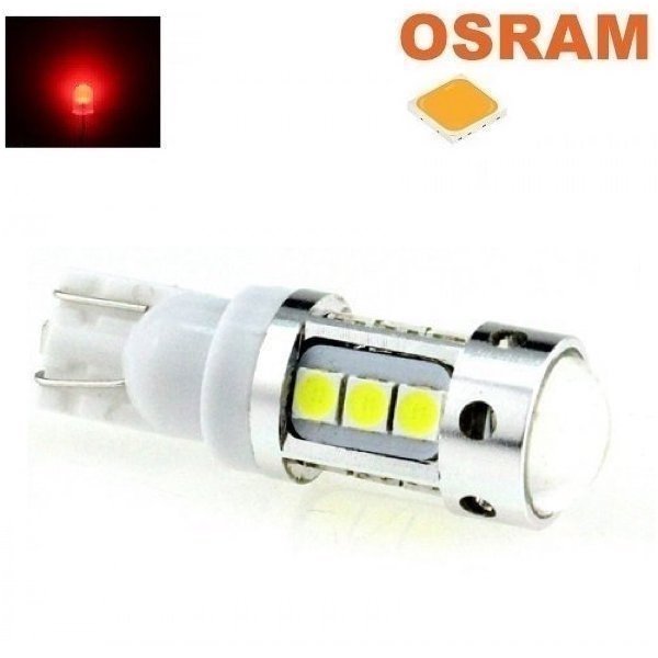 LED lemputė T10 / T15 / W5W / W16W raudona rūko