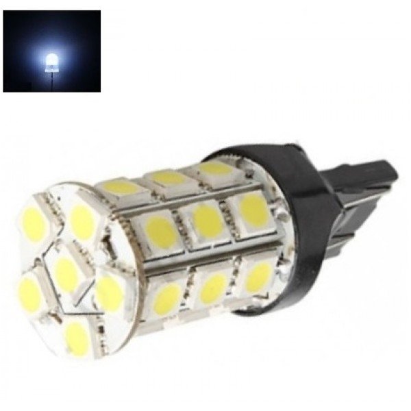 LED W21/5W / T20 / 7443 - 3,5w 27 smd led keturių kontaktų automobilinė lemputė balta LED W21/5W / T20 / 7443 - 3,5w 27 smd led keturių kontaktų automobilinė lemputė balta