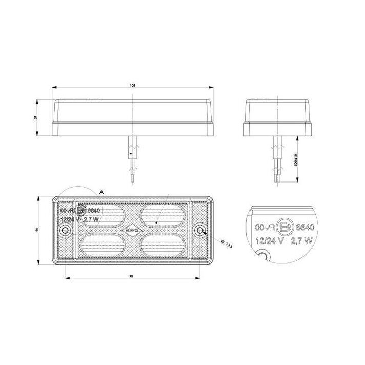 LED atbulinės eigos sertifikuotas žibintas 1 LED atbulinės eigos sertifikuotas žibintas 1