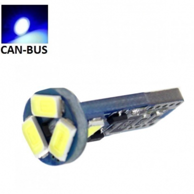 Mėlyna LED CAN BUS lemputė T10 / W5W - 5 LED Mėlyna LED CAN BUS lemputė T10 / W5W - 5 LED