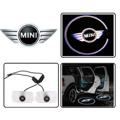 MINI COOPER LED 3D originalus logotipas šešėlis į duris 2vnt.