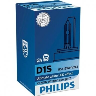 D1S NEW PHILIPS WHITE VISION +120% GEN2 originali 85415WHV2C1, 5000K xenon lemputė D1S NEW PHILIPS WHITE VISION +120% GEN2 originali 85415WHV2C1, 5000K xenon lemputė
