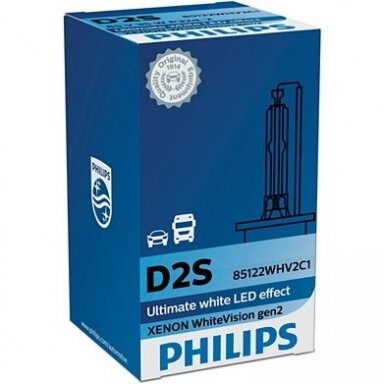 D2S NEW PHILIPS WHITE VISION +120% GEN2 originali 85122WHV2C1, 5000K xenon lemputė D2S NEW PHILIPS WHITE VISION +120% GEN2 originali 85122WHV2C1, 5000K xenon lemputė