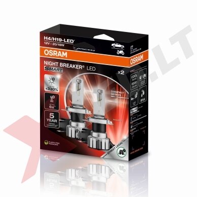 Osram NIGHT BREAKER SMART H4 / H19 +330% LED lempučių komplektas 64193DWNBSM-2HB| Legalios keliuose* Osram NIGHT BREAKER SMART H4 / H19 +330% LED lempučių komplektas 64193DWNBSM-2HB| Legalios keliuose*