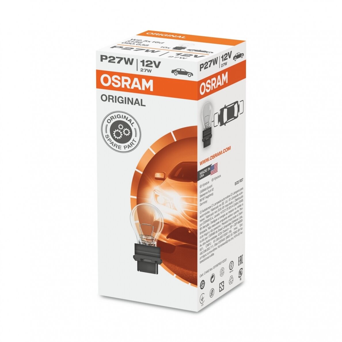 P27W / 3156 27W halogeninė lemputė OSRAM ORIGINAL W2.5x16d, 4008321090638 1