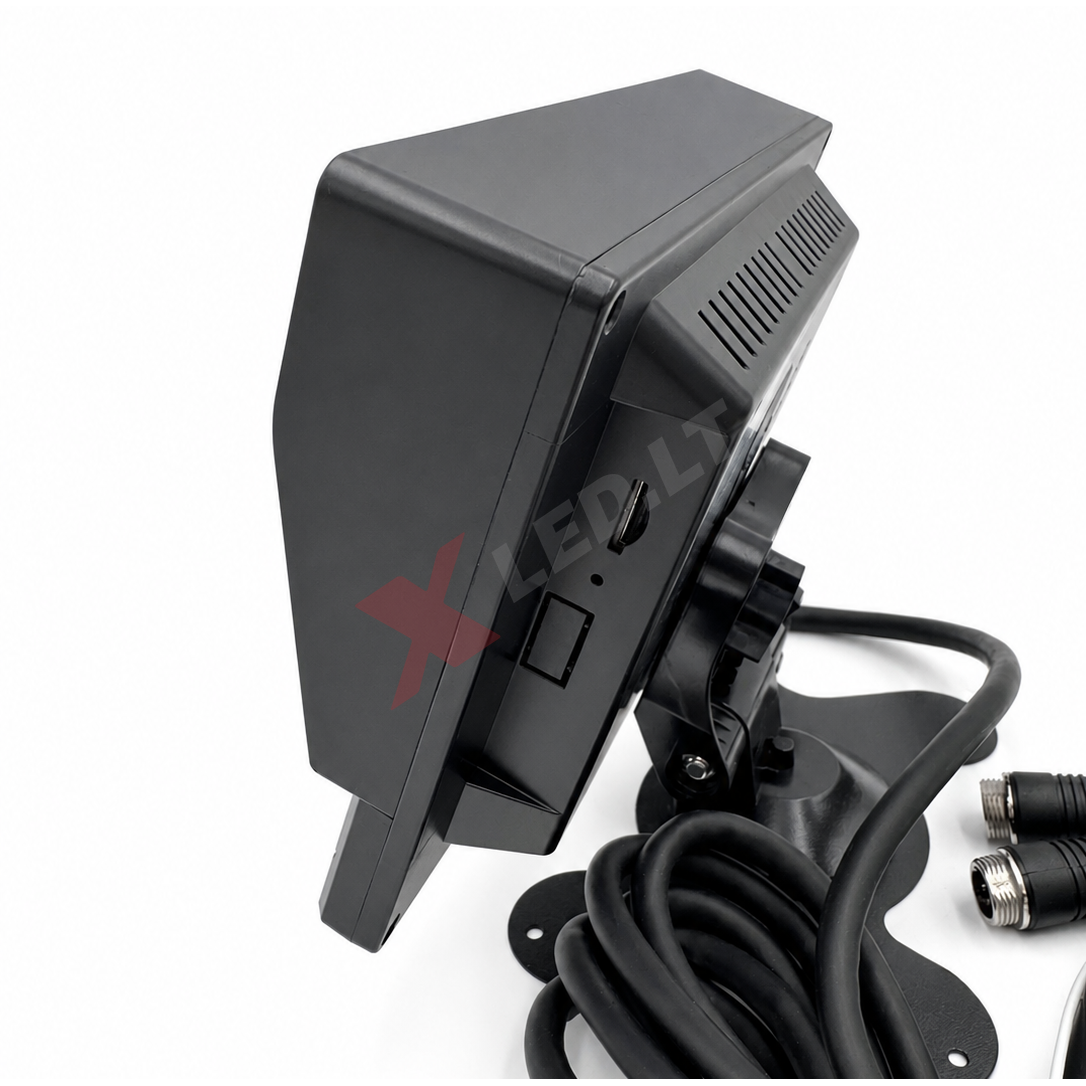 Parkavimo monitorius AHD 1080P DVR micro SD 7 colių 2 kanalai 4PIN 12V/24V 4
