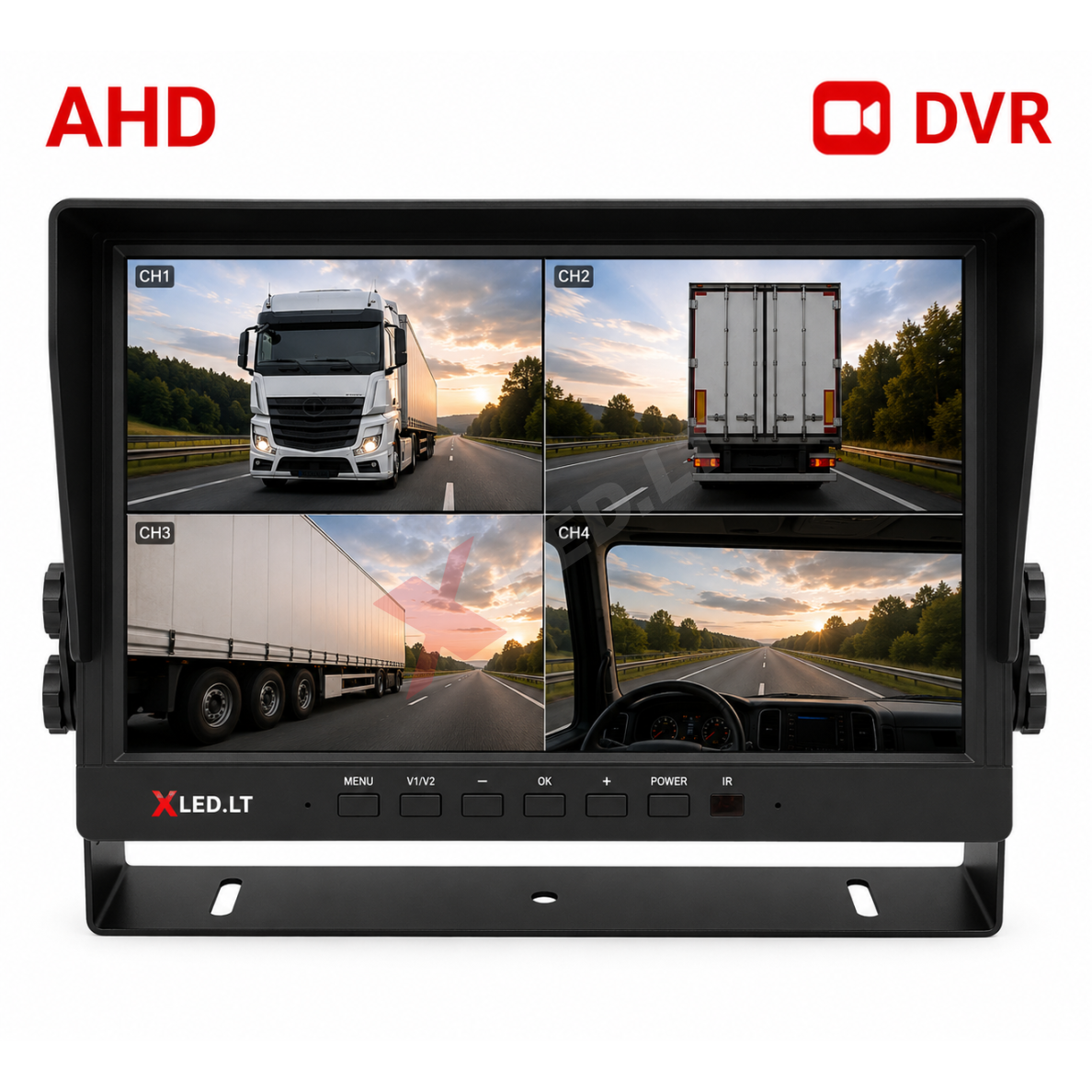 Parkavimo monitorius AHD 1080P DVR micro SD 10.1 colių 4 kanalai 4PIN 12V/24V Parkavimo monitorius AHD 1080P DVR micro SD 10.1 colių 4 kanalai 4PIN 12V/24V