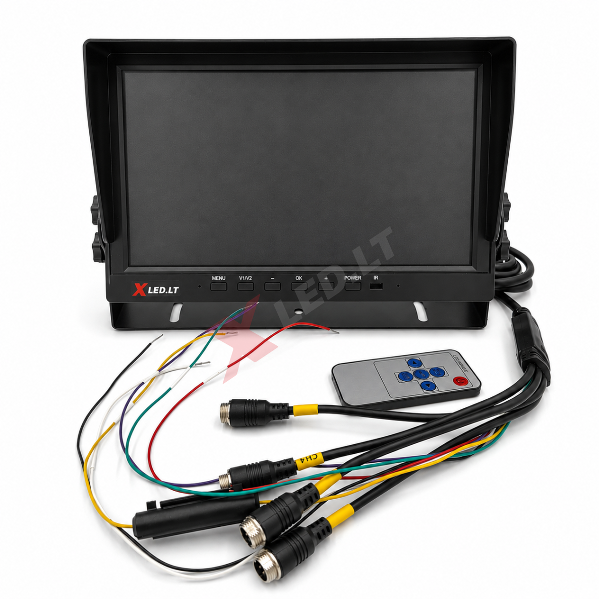 Parkavimo monitorius AHD 1080P DVR micro SD 10.1 colių 4 kanalai 4PIN 12V/24V 2