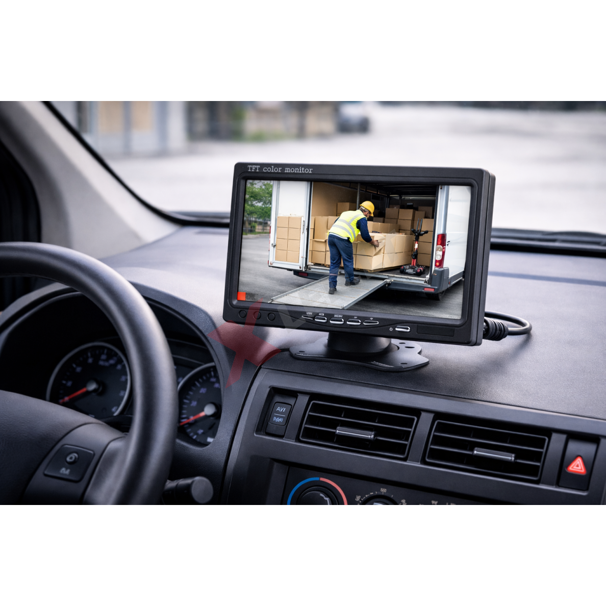 Parkavimo monitorius HD LCD 7.0 colių 2 kanalai RCA 12V-24V 1