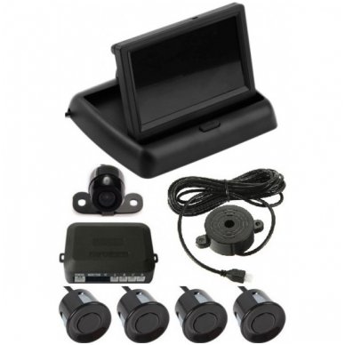 Parkavimo kameros 4.3" LCD išvažiuojančio monitoriaus 4-ių juodos spalvos jutiklių "EAGLE" sistema Parkavimo kameros 4.3" LCD išvažiuojančio monitoriaus 4-ių juodos spalvos jutiklių "EAGLE" sistema