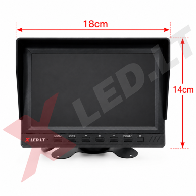 Parkavimo monitorius AHD 1080P DVR micro SD 7 colių 2 kanalai 4PIN 12V/24V 8