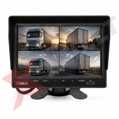 Parkavimo monitorius AHD 1080P DVR micro SD 7 colių 4 kanalai 4PIN 12V/24V 3