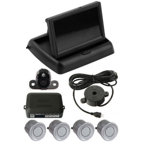 Parkavimo kameros 4.3" LCD išvažiuojančio monitoriaus 4-ių pilkos spalvos jutiklių "EAGLE" sistema Parkavimo kameros 4.3" LCD išvažiuojančio monitoriaus 4-ių pilkos spalvos jutiklių "EAGLE" sistema