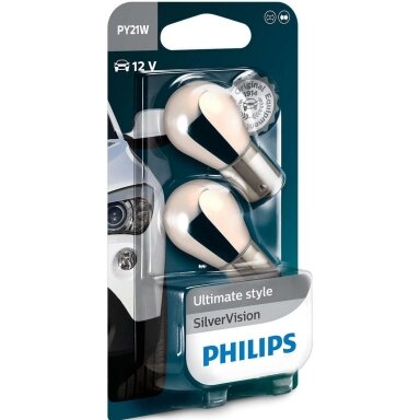PHILIPS PY21W SilverVision posūkių lemputės 12V 21W 12496SVB2, 8711500311191 PHILIPS PY21W SilverVision posūkių lemputės 12V 21W 12496SVB2, 8711500311191