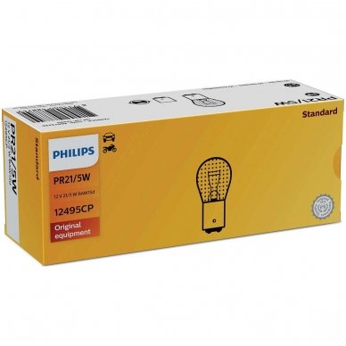 PHILIPS PR21/5W BAW15D raudona halogeninė lemputės 12V 21/5W 12495CP 2 PHILIPS PR21/5W BAW15D raudona halogeninė lemputės 12V 21/5W 12495CP 2