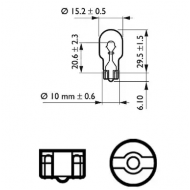 PHILIPS W16W halogeninė lemputės 12V 16W 12067CP 1 PHILIPS W16W halogeninė lemputės 12V 16W 12067CP 1