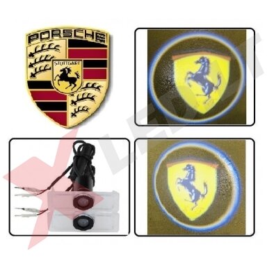 PORSCHE LED 3D originalus logotipas šešėlis į duris