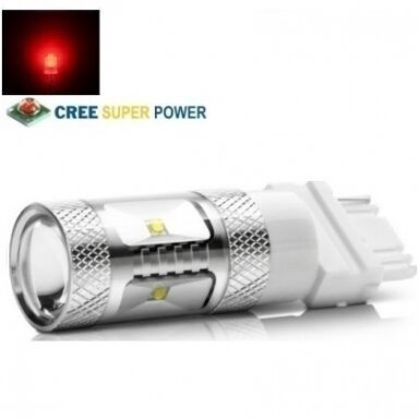 Raudona LED 3156 /3157 - 9w, 6 CREE LED dviejų kontaktų amerikietiškų automobilių lemputė