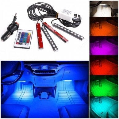 RGB šviestuvai 9 LED SMD x4 - 12v led šviestuvų komplektas 1