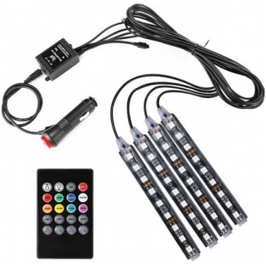 RGB šviestuvai 9 LED SMD x4 - 12v led šviestuvų komplektas RGB šviestuvai 9 LED SMD x4 - 12v led šviestuvų komplektas