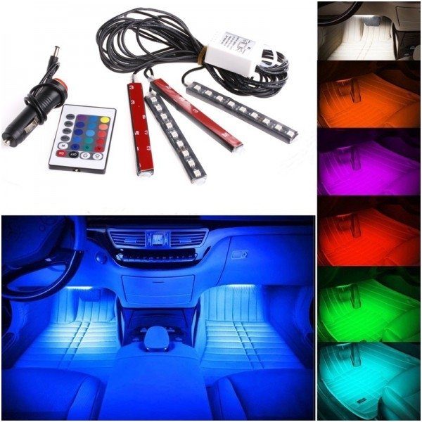 RGB šviestuvai 9 LED SMD x4 - 12v led šviestuvų komplektas 1 RGB šviestuvai 9 LED SMD x4 - 12v led šviestuvų komplektas 1