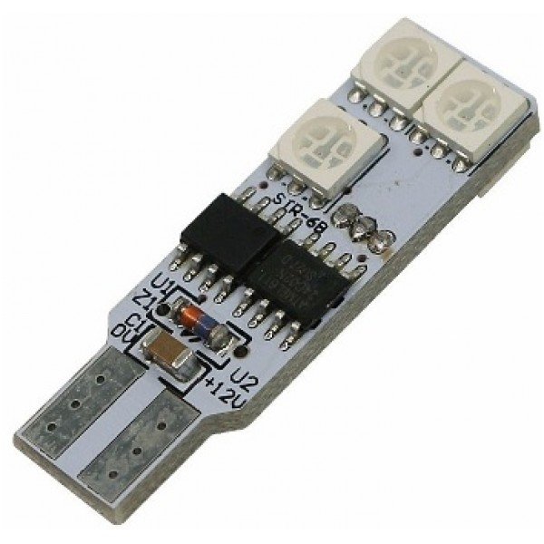 RGB T10 W5W 6 SMD - 12v led lempučių komplektas 1