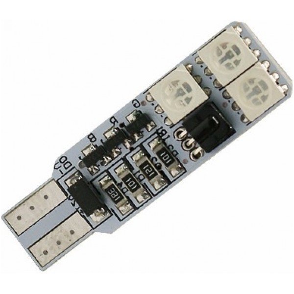 RGB T10 W5W 6 SMD - 12v led lempučių komplektas 2