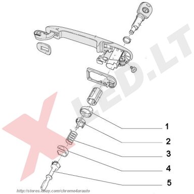 Seat VW Passat Lupo 1998-2005 vairuotojo durų spynos remonto komplektas 52mm