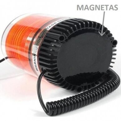 Įspėjamasis LED SMD oranžinis švyturėlis su magnetiniu padu 12V 7