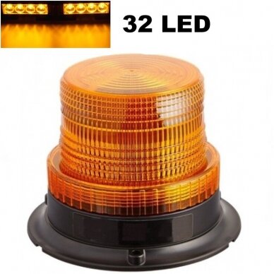 Sertifikuotas įspėjamasis 32 LED SMD oranžinis švyturėlis su magnetiniu padu
