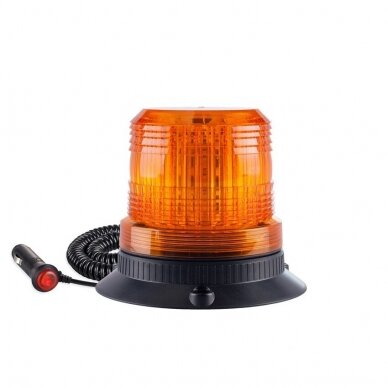 Sertifikuotas įspėjamasis LED 80SMD DC 12/24V IP56 oranžinis švyturėlis su magnetiniu padu