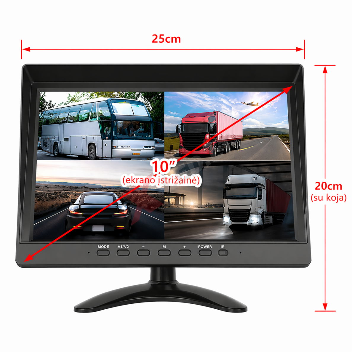 Spec. technikos HD LCD 10.0 colių monitorius vienai / keturioms ...
